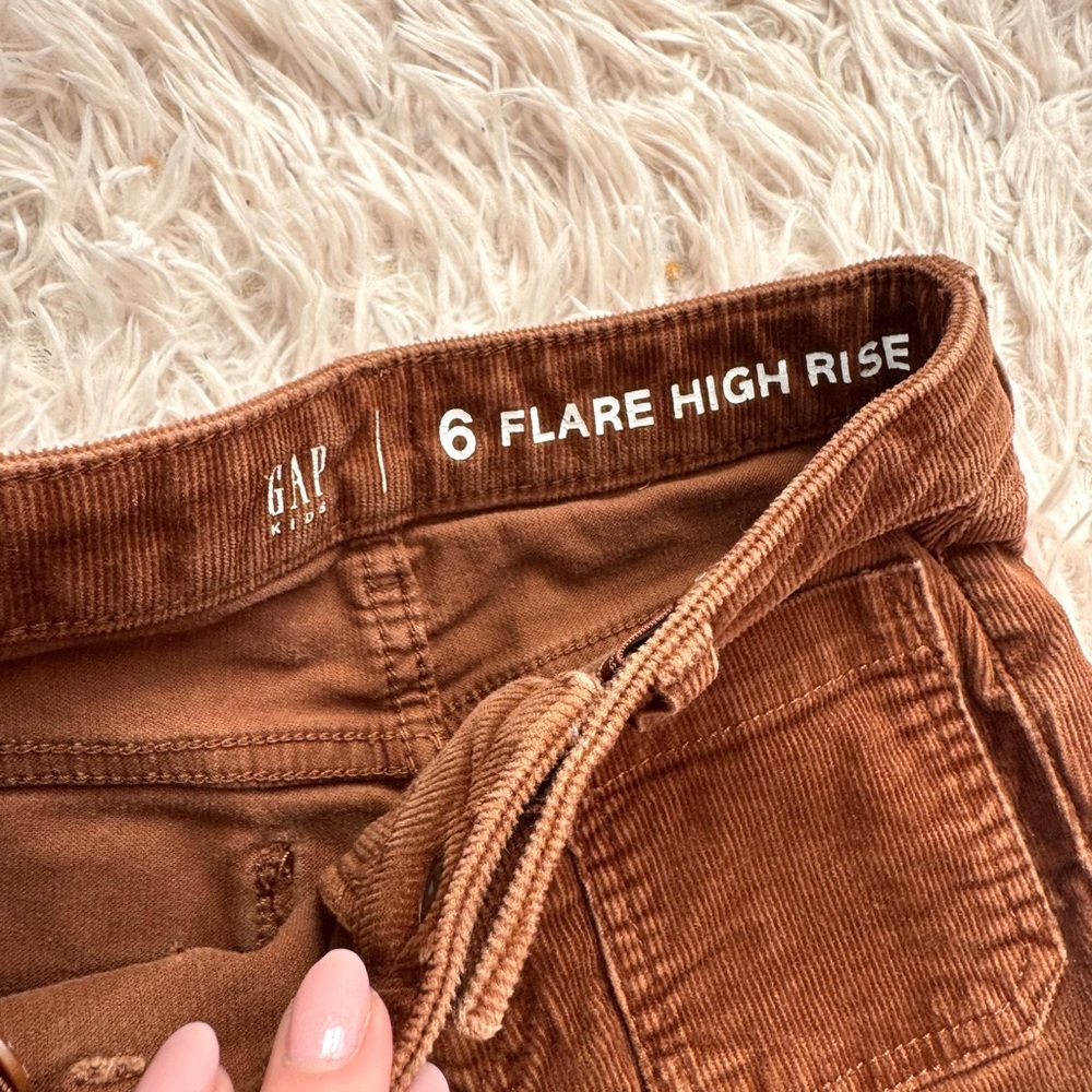 Brown flared high rise corduroy pants